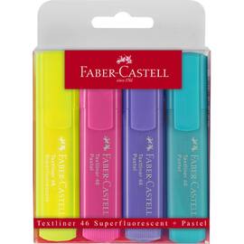 Faber-Castell Textliner 46 Pastel + Superfluorescent, Textmarker, Highlighter, Keilspitze, 4er-Etui, farblich sortiert, 1 Packung Artikelbild