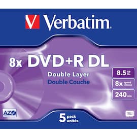 Verbatim DVD+R DL DVD skrivbar skiva, 8,5 GB (240 minuter) 8x-hastighet, matt silver, jewel case produktfoto