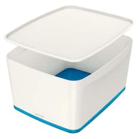Leitz Aufbewahrungsbox MyBox® WOW, gross, mit Deckel, Kunststoff, 18 Liter, 385x318x198mm, weiss/Blau, 1 Stück Artikelbild