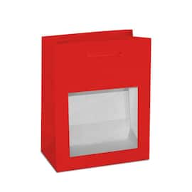 Papiertragetasche Roma mit Fenster, Geschenktaschen, 110x60x150mm, rot, 25 Stück Artikelbild