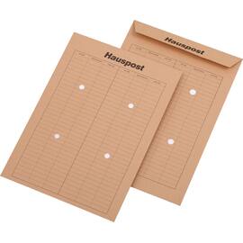 MAILmedia® Hausposttasche, 4 Sichtlöcher, beidseitiger Tabellendruck, nicht klebend, C4, 229 x 324 mm, 110 g/m², Natron (RC), braun, 250 Stück Artikelbild