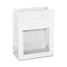 Papiertragetasche Roma mit Fenster, Geschenktaschen, 185x105x230mm, weiß, 10 Stück Artikelbild