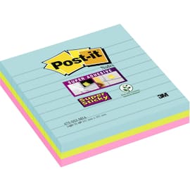 Post-it® Super Sticky Notes Haftnotizen Miami, liniert, 101x101mm, 70 Blatt pro Block, 3 Blöcke, 1 Packung Artikelbild