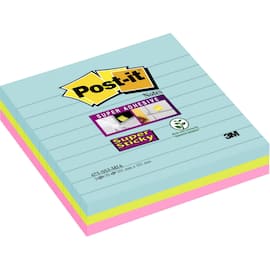Post-it® Super Sticky Notes Haftnotizen Miami, liniert, 101x101mm, 70 Blatt pro Block, 3 Blöcke, 1 Packung Artikelbild