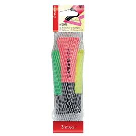 STABILO Textmarker Neon, Highlighter, Textmarker, Leuchtmarker, Keilspitze, 3er-Pack Artikelbild