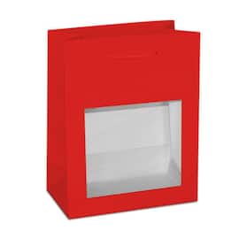 Papiertragetasche Roma mit Fenster, Geschenktaschen, 185x105x230mm, rot, 10 Stück Artikelbild