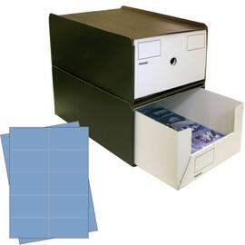 Pressel Stapel-Box 331 A4 hoch, grau-braun/weiß mit blauen Etiketten (vorher Art.Nr. 338112) Artikelbild