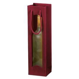 Flaschentragetasche OpenWave, Geschenktaschen, für 1 Flasche mit Sichtfenster, 100x85x360mm, bordeaux, 20 Stück Artikelbild