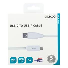 Kabel DELTACO USB-C til USB-A 2m produktbilde
