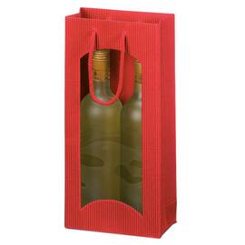 Flaschentragetasche OpenWave für 2 Flaschen mit Sichtfenster, Geschenktaschen, 170x85x360mm, rot, 20 Stück Artikelbild