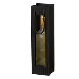 Flaschentragetasche OpenWave für 1 Flasche mit Sichtfenster, Geschenktaschen, 100x85x360mm, schwarz, 20 Stück Artikelbild
