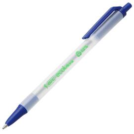 BIC® Kulpenna, Ecolutions™ Clic Stic™, mediumspets på 1 mm, genomskinligt skaft, blått bläck produktfoto