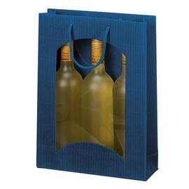 Flaschentragetasche OpenWave für 3 Flaschen mit Sichtfenster, Geschenktaschen, 250x85x360mm, dunkelblau, 20 Stück Artikelbild
