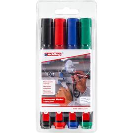 edding Märkpenna Permanent 300, 1,5 - 3 mm, svart, röd, blå och grön produktfoto