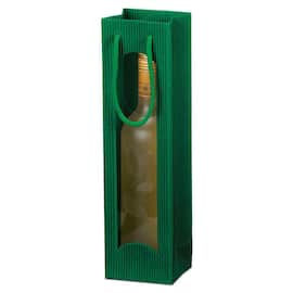 Flaschentragetasche OpenWave für 1 Flasche mit Sichtfenster, Geschenktaschen, 100x85x360mm, dunkelgrün, 20 Stück Artikelbild