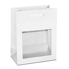 Papiertragetasche Roma mit Fenster, Geschenktaschen, 110x60x150mm, weiß, 25 Stück Artikelbild