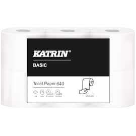 KATRIN Toalettpapper Basic Toilet 640 1-lagers, 640 ark, 97 mm, naturvitt produktfoto
