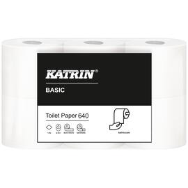KATRIN Toalettpapper Basic Toilet 640 1-lagers, 640 ark, 97 mm, naturvitt produktfoto