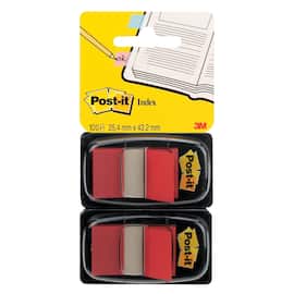 Post-it® Index-Haftstreifen 680, Haftmarker, beschriftbar, 25,4 x 43,2 mm, rot, 2 x 50 Blatt pro Packung Artikelbild