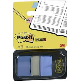 Post-it® Indexflikar med utmatare, medium 25,4 x 43,2 mm, klarblå, 50-pack med hållare produktfoto