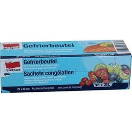 quickpack Gefrierbeutel, mit Beschriftungsfeld, 3 Liter, 25x32cm, 30 Stück pro Packung Artikelbild