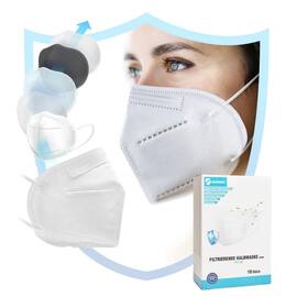 virshields Atemschutzmaske FFP2, ohne Ventil, einzeln verpackt, weiß, 10 Stück pro Packung Artikelbild