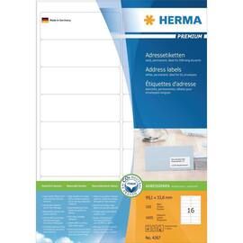 Herma Etiketten permanent, weiß, 99,1x33,8mm, 1600 Etiketten/Packung Artikelbild