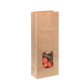 EURO®PACK Blockbodenbeutel aus Kraftpapier mit Fenster, für 0,5kg, 85x45x215mm, natur, 1 Stück Artikelbild