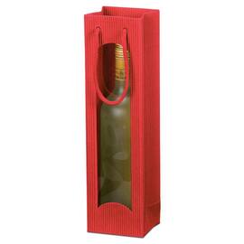 Flaschentragetasche OpenWave für 1 Flasche mit Sichtfenster, Geschenktaschen, 100x85x360mm, rot, 20 Stück Artikelbild