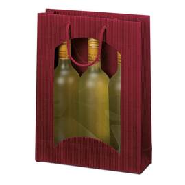 Flaschentragetasche OpenWave für 3 Flaschen mit Sichtfenster, Geschenktaschen, 250x85x360mm, bordeaux, 20 Stück Artikelbild