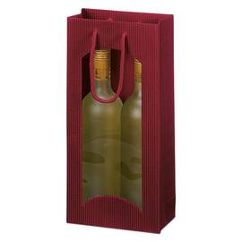 Flaschentragetasche OpenWave für 2 Flaschen mit Sichtfenster, Geschenktaschen, 170x85x360mm, bordeaux, 20 Stück Artikelbild