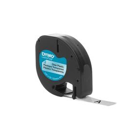 Dymo Tape LetraTAG Plast 12mm svart på transp produktfoto