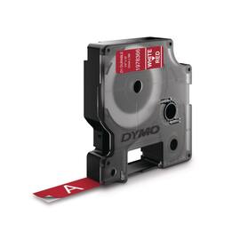 Dymo Tape Durable D1 12mm vit på röd produktfoto