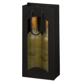Flaschentragetasche OpenWave für 2 Flaschen mit Sichtfenster, Geschenktaschen, 170x85x360mm, schwarz, 20 Stück Artikelbild