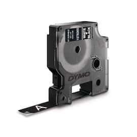 Dymo Tape Durable D1 12mm vit på svart produktfoto