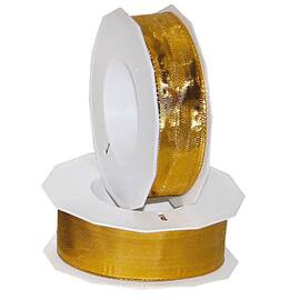 Geschenksband ''Metallic'', schmal mit Drahtkante, gold, 25mm, 20 lfm, 5 Rollen Artikelbild