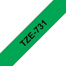 Brother Schriftband für P-Touch, 12 mm, Grün/Schwarz - TZE-731 Artikelbild