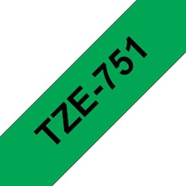 Brother TZe-751 Schriftband, Beschriftungsband, schwarz auf grün, 24mm x 8m, 1 Stück Artikelbild