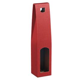 Flaschentragekarton Chablis für 1 Flasche mit Sichtfenster, 85x85x400mm, rot, 25 Stück Artikelbild