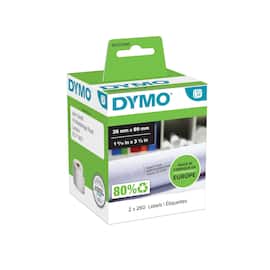 Dymo LW-etiketter, stora adressetiketter, 89x36 mm svart på vit produktfoto
