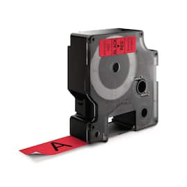 Dymo Tape D1 19mm svart på röd produktfoto