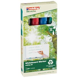 edding Boardmarker 28 EcoLine, Whiteboardmarker, Flipchartmarker, 1,5-3 mm, Rundspitze, farblich sortiert, 4er-Set, 1 Packung Artikelbild