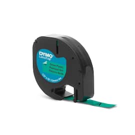 Dymo Tape LetraTag 12mm svart på grön produktfoto