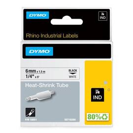 Tape DYMO Rhino kabelmerk. sort/hvit 6mm produktbilde