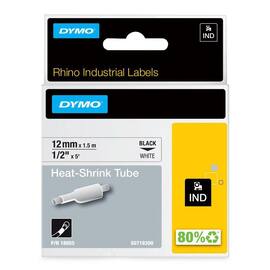 Tape DYMO Rhino kabelmerk. sort/hvit12mm produktbilde