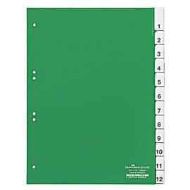 Durable Register, 1 - 12, Kunststoff, A4, volle Höhe, 12 Blatt, grün, 1 Packung Artikelbild