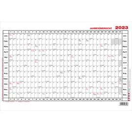 GÜSS Jahresübersicht Modell 3, Jahresplaner, 2023, 12 Monate / 1 Seite, A3 quer, 420x300mm, Karton, schwarz/rot, 1 Stück Artikelbild