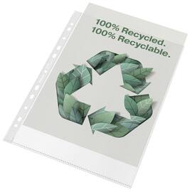 Esselte Prospekthülle recycled, Klarsichtfolie, Klarsichthülle, oben offen, PP (RC), genarbt, Universallochung, A4, transparent, 100 Stück pro Packung, 1 Packung Artikelbild