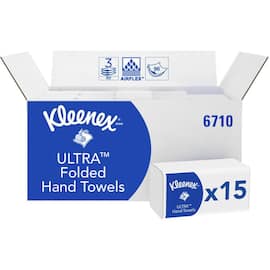 Kleenex® Papierhandtuch ULTRA™, Falthandtuch, Papierhandtücher, 3-lagig, Interfold, 21,5x31,8cm, weiß, 15x96 Tücher (1.440 Stück), 1 Packung Artikelbild