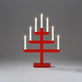 KONSTSMIDE Ljusstake 7-arm trä röd produktfoto